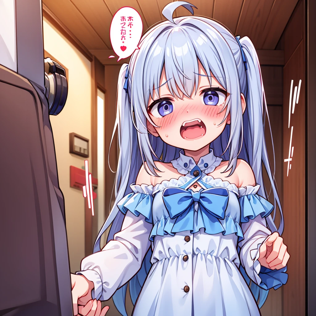 NSFW,Hololive,Amane Kanata,small breasts,baby doll,Are standing,leaning forward,Holding hands,（Ahegao:2）,Cumming face,Sweat,1 male,have sex,Amane Kanataが後ろから男性にちんこを挿入される,
