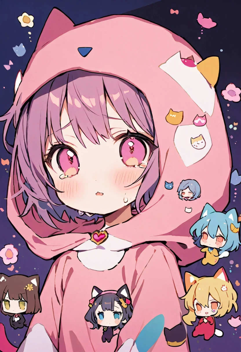 anime characters with purple hair and blue eyes are posing for a picture, in no game no life, anime style 4 k, ahegao, anime style. 8k, dreamy psychedelic anime, anime moe artstyle, nightcore, ahegao face, anime! 4 k, anime styled digital art, anime! 4k, stylized anime, anime girl with cat ears