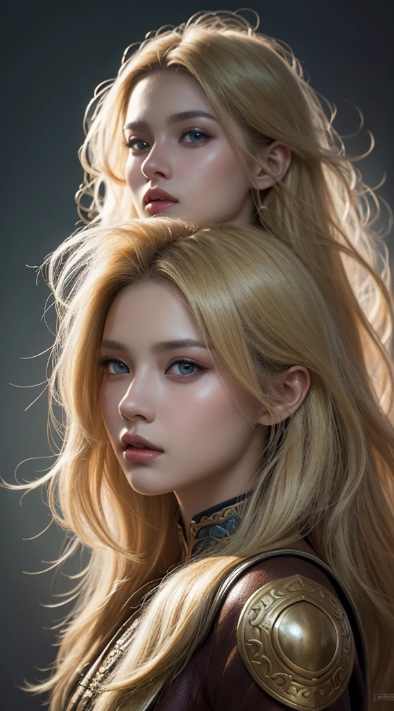 A woman with long blonde hair wearing brown clothes, Detailed Matte Fantasy Portrait, Fantasy art style, Realistic fantasy art, Detailed fantasy art, Beautiful character drawings, beautiful fantasy art portraits, epic fantasy art portraits, fantasy art portraits, High quality fantasy art, Ultra-detailed fantasy characters, Amazing character art, Fantasy Concept Art Portrait, epic Fantasy art style, beautiful fantasy portrait