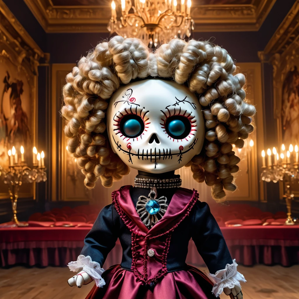 (knitted toy voodoo doll:1.5), (Voodoo Doll in a Victorian Mansion:1.3), (Clothing: elegant Victorian dress with lace patterns:1.0), (Accessories: enchanted candelabra emitting ghostly flames, floating antique mirrors:1.1), (background: grand Victorian interior with ornate furnishings, dimly lit hallways, and eerie shadows:1.2), best quality, masterpiece, detailed soft oil painting, detailed background, dramatic cinematic lighting, soft edge lighting, professional, dramatic lighting, hard edge lighting, ultra quality, 4k, masterpiece, best quality, 8k, ultra high definition, high resolution, extremely detailed