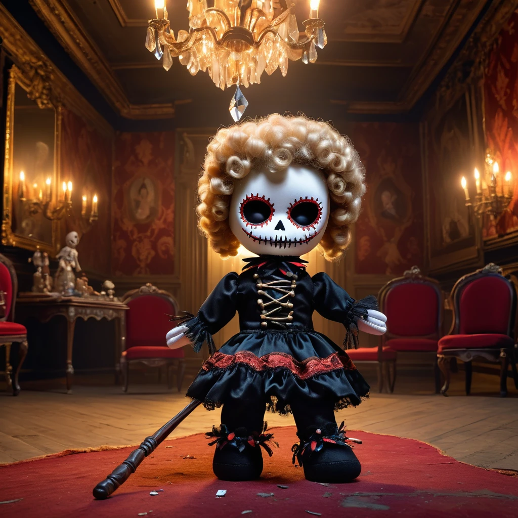 (knitted toy voodoo doll:1.7), (Voodoo in a Legendary Castle:1.3), (Clothing: medieval attire with glowing castle tapestry patterns:1.0), (Accessories: enchanted chalice emitting sparks of royal magic, levitating knight's armor:1.1), (background: mystical castle with floating banners, glowing throne room, and spectral knights and maidens:1.2), best quality, masterpiece, detailed soft oil painting, detailed background, dramatic cinematic lighting, soft edge lighting, professional, dramatic lighting, hard edge lighting, ultra quality, 4k,masterpiece, best quality, 8k, ultra highres, highres, extremely detailed