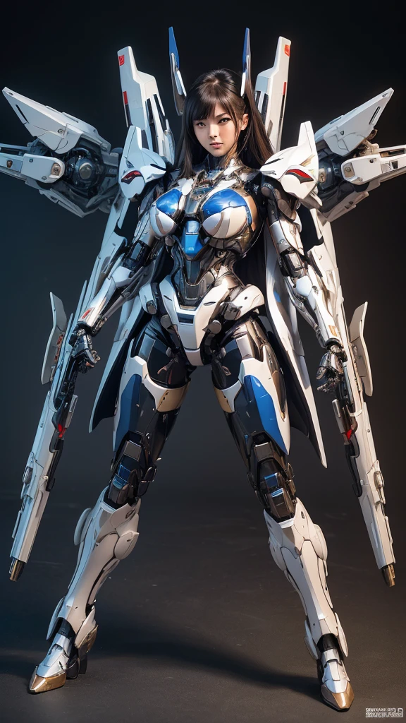 Textured skin, Super Detail, high details, High quality, Best Quality, hight resolution, 1080p, hard disk, Beautiful,(Super Heroine),Oppai Missile,beautiful cyborg woman,Mecha Cyborg Girl,Battle Mode,Girl with a Mecha Body,She wears a battle cyborg mech with a weapon,Fulll body Shot