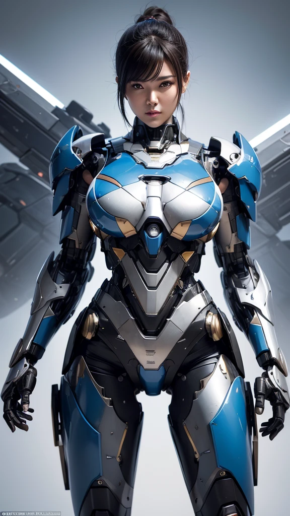 Textured skin, Super Detail, high details, High quality, Best Quality, hight resolution, 1080p, hard disk, Beautiful,(Super Heroine),Oppai Missile,beautiful cyborg woman,Mecha Cyborg Girl,Battle Mode,Girl with a Mecha Body,She wears a battle cyborg mech with a weapon,Fulll body Shot