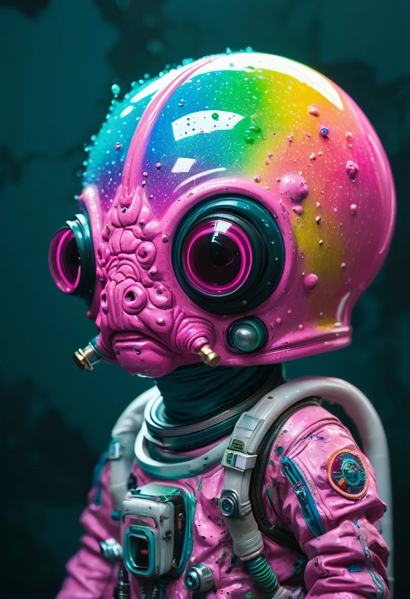 8K, ARTISTIC photogrAphy, best quAlity, mAsterpiece: 1.2), A (potrAit:1.2) Don Bluth Style ASTRONAUT Cthulhu pink Toon Doll, full body RAW candid cinema, cyan hair, 16mm, color graded portra 400 film, remarkable color, ultra realistic, sad admosphere, dark lighting, oppressive atmosphere, depressive colors, kodak portra 400, photograph,r, Natural Light, Pinhead lighgts, blur reflection, Brush Strokes, Smooth, abstract, Splatter, Oil On Canvas, rainbow colors, fractal isometrics details bioluminescens : a stunning realistic photograph of wet bone structure, 3d render, octane render, intricately detailed, titanium decorative headdress, cinematic, trending on artstation | Isometric | Centered