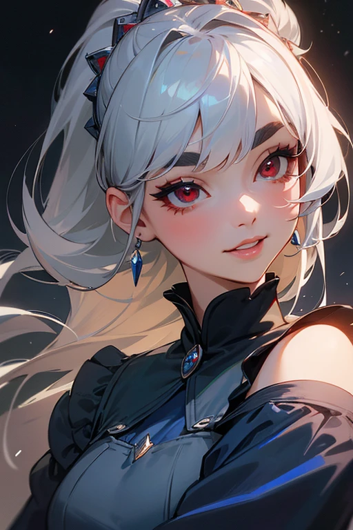 young girl　silver hair　short hair　red eyes　irreverent face　look down　thin body　thin thighs　small breasts　small ass　toned body　blue sky　cloud　hair blowing in the wind　high quality　High resolution　8K　vampire　watercolor　natural feel　bridge of the nose　((最high quality)), ((masterpiece)), (get used to it), dignified face　grassland　close up of face　Beautiful as a goddess　whole face　I can see your nipples　lipstick　eye shadow　naked 　ID photo style　long eyelashes　Accurate