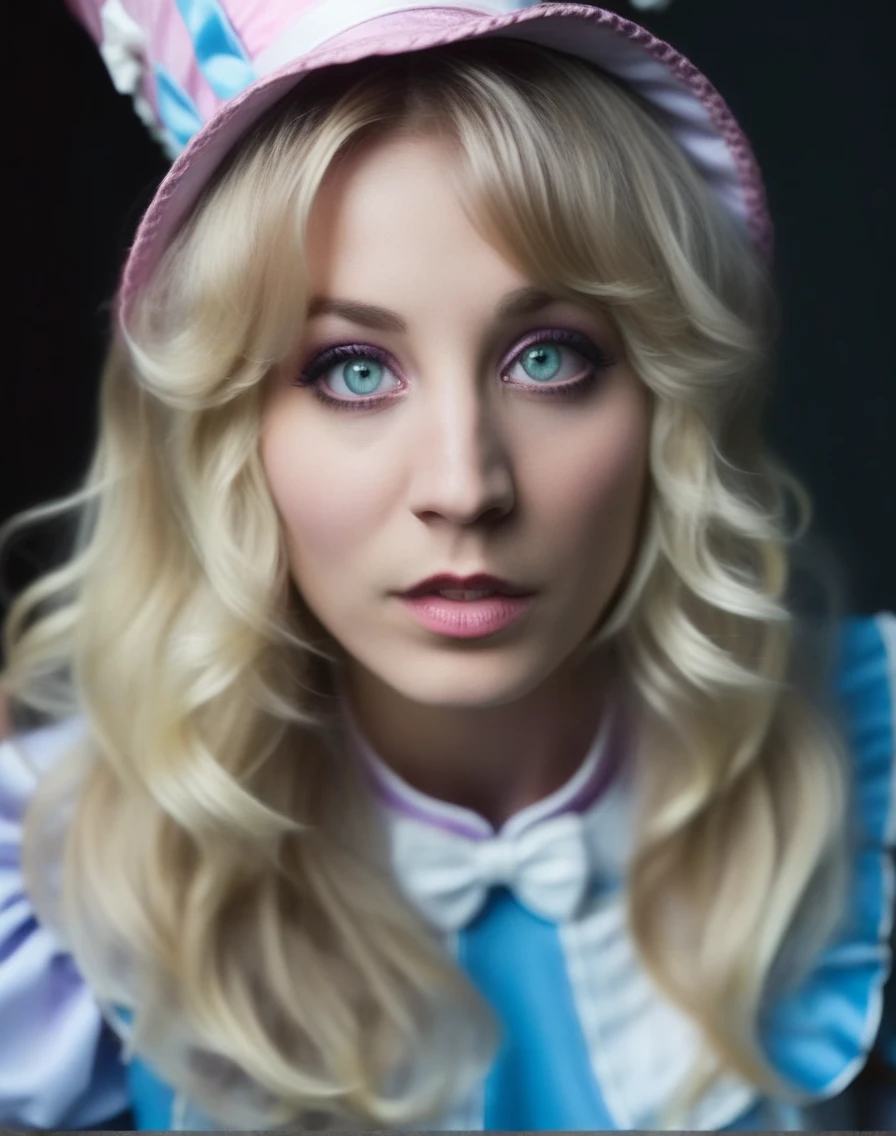 KaleyCuoco,High Quality, Intricately Detailed, Hyper-Realistic cosplay Alice in wonderland,  Portrait Photography, Volumetric Lighting, Full Character, 4k