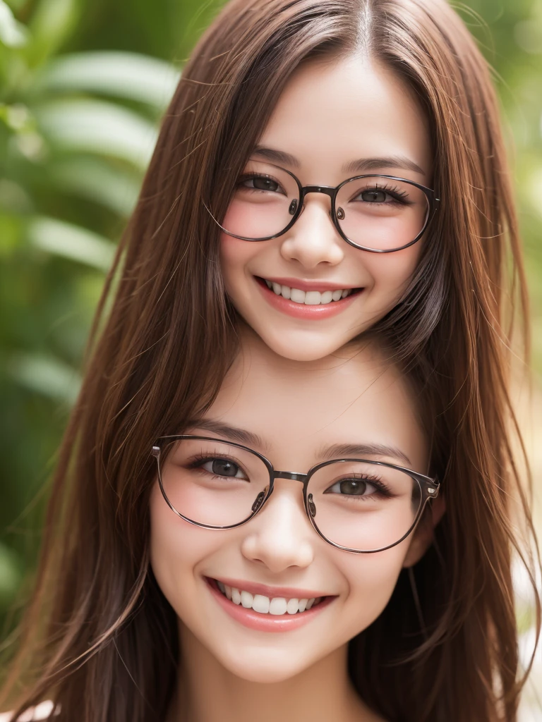 Beautiful young girl，Glasses with narrow frames，Face lighting，最high quality， ((((Very smiling，Summer women&#39;s clothing，Beautiful feet，Cafe，evening)))，非常にBeautiful detailsな顔, (Slender body:1.4), (Detailed face:1.2), Conceptual Art, high quality, Realistic, Very detailed CG 統合 8k 壁紙, Very detailed, High resolution raw color photos, Professional photography, Cinematic Light, Beautiful details, Super detailed, Advanced Details, Depth of written boundary, Super stylish lighting, (Beautiful small chest:1.2), Smooth and flawless skin, Expressive and captivating eyes, Well-defined facial features, A perfectly balanced face, Fine Details and Realistic Textures，Blurred Background