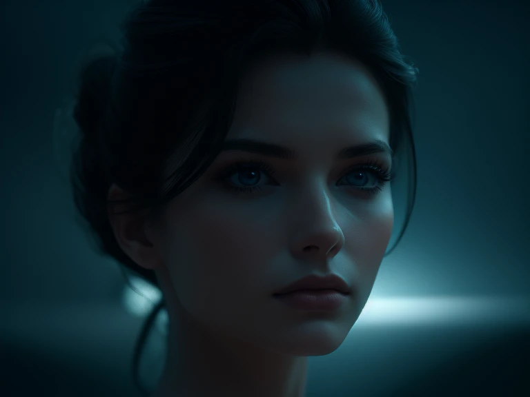 A beautiful woman in a minimalist landscape, (best quality,4k,8k,highres,masterpiece:1.2),ultra-detailed,(realistic,photorealistic,photo-realistic:1.37),cinematic lighting,moody colors,dramatic composition,negative space,serene atmosphere,aesthetic portrait,chiaroscuro,elegant,porcelain skin,piercing eyes,flowing hair,delicate features