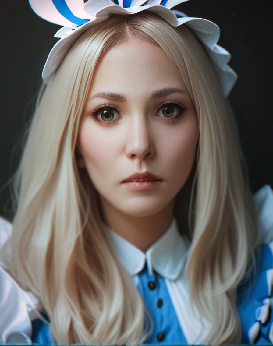 score_9, score_8_up, score_7_up, score_6_up, score_5_up, score_4_up, source_anime, KaleyCuoco,High Quality, Intricately Detailed, Hyper-Realistic cosplay Alice in wonderland, Portrait Photography