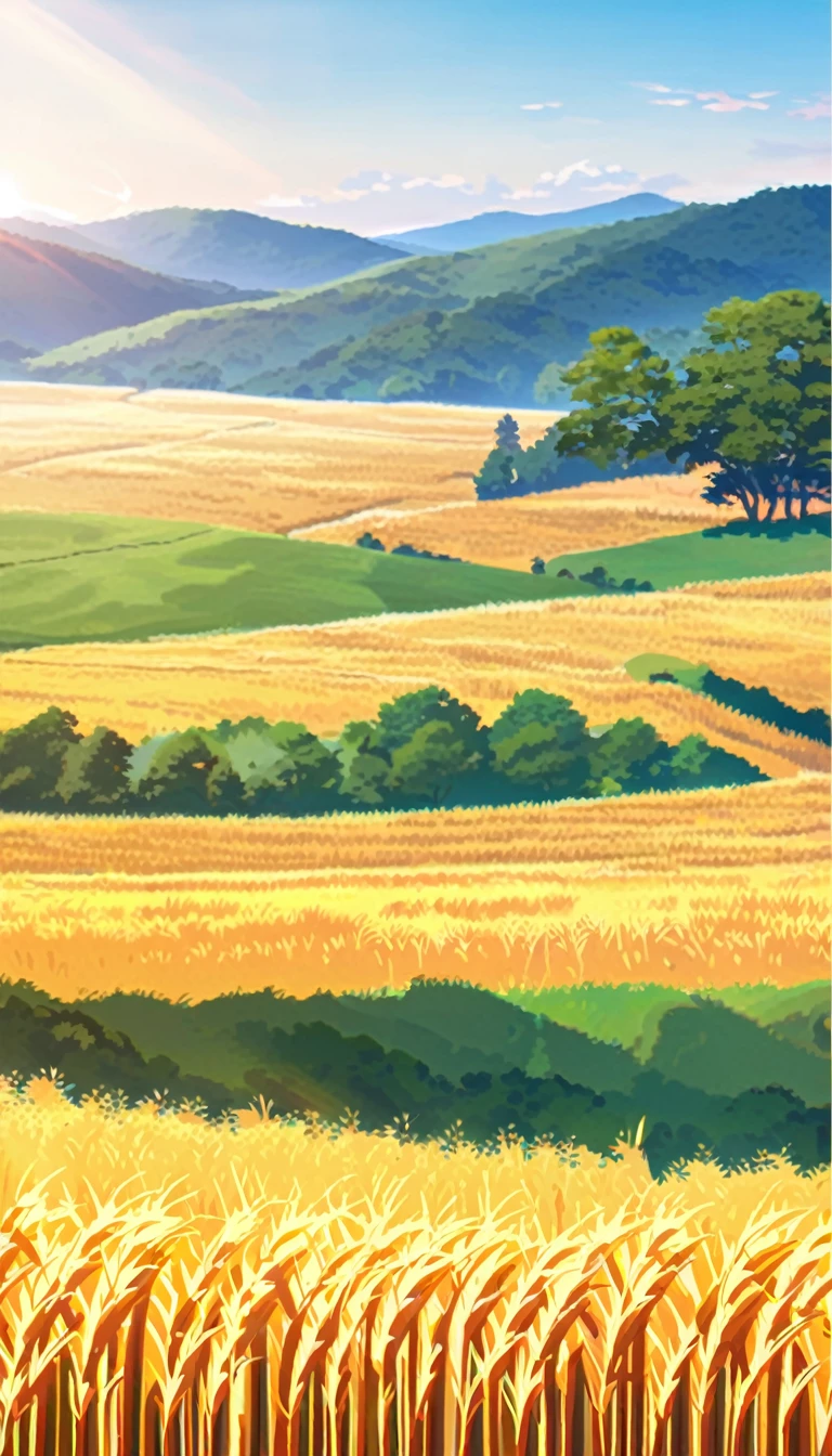 Wheat Field,hillside,Hiking, plateau, summer，Many photovoltaic power stations,nobody