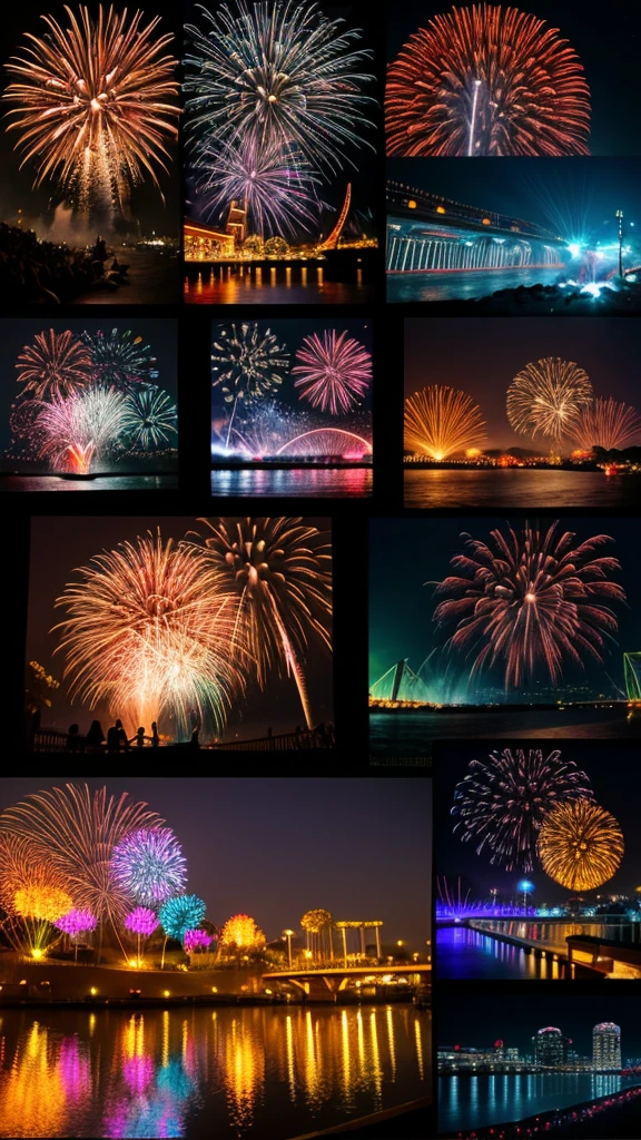 Summer night fireworks scenery
