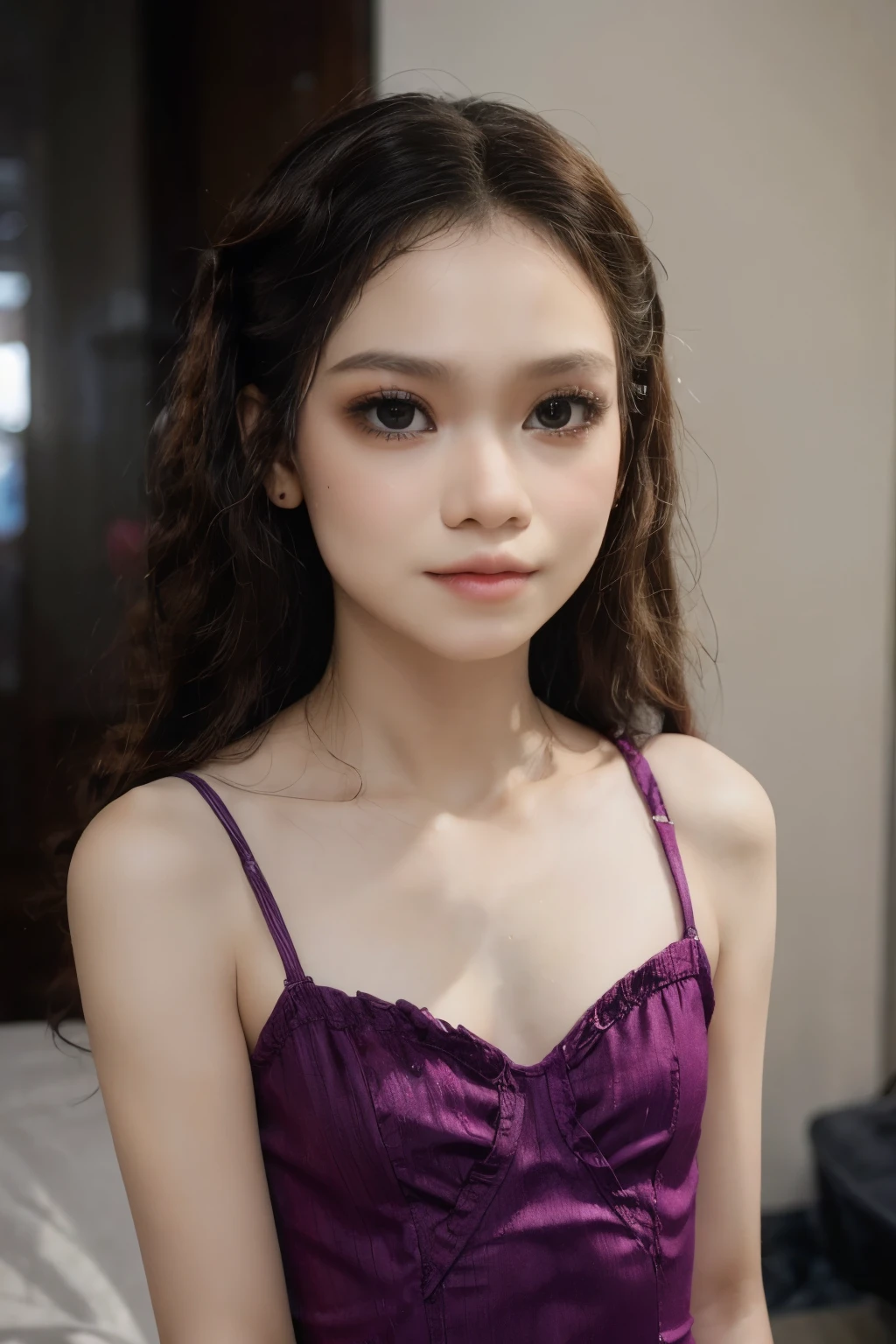 ((STRADDLING)), (Wearing Swimsuit), (((AFRO STYLE HAIR ))), masutepiece, High quality, UHD 32K, Realistic face, Realistic skin feeling , A Malay Lady, 8 years old, , Very cute and baby-like face, (((FLAT CHEST:1.3))), (MATRIX WORLD), ((look In front at the camera and SADNESS)), ((())), (((CUTE GIRL))), ((BLACK LIPS)), ((WHITE PURPLE)), ((CHUBBY)), (undress).