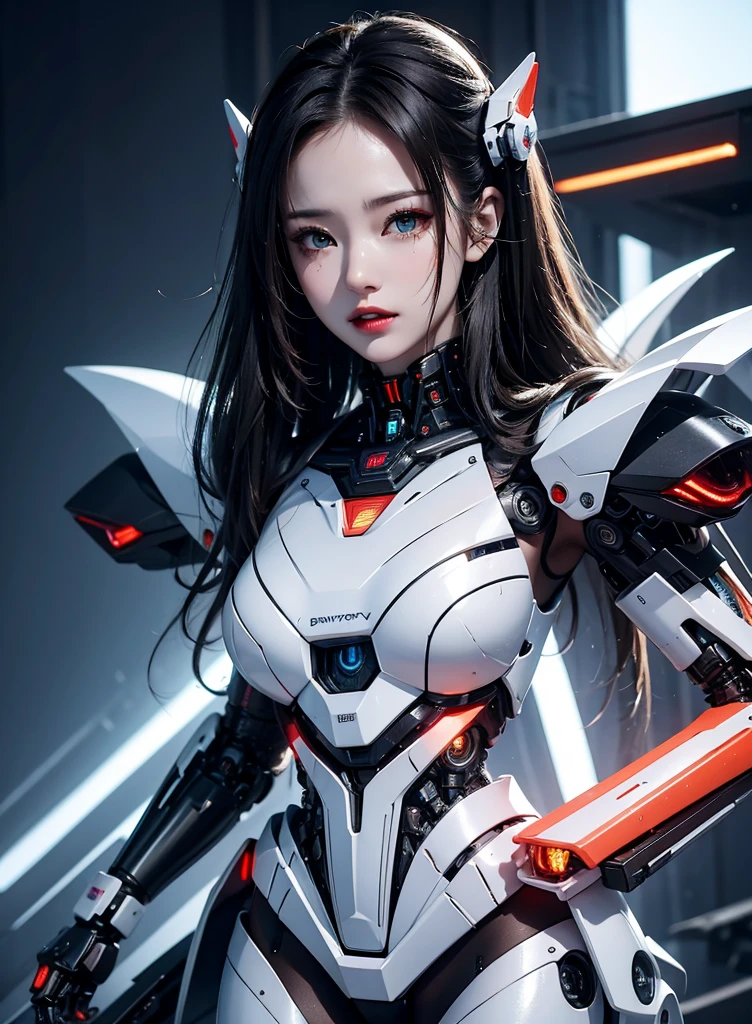 Very detailed, Advanced Details, high quality, 最high quality, High resolution, 1080P, hard disk, beautiful,(cyborg),beautifulcyborgの女性,メカcyborg少女,Battle Mode,Mecha Body Girl,Able to launch missiles from the chest,Can fire machine guns from both hands