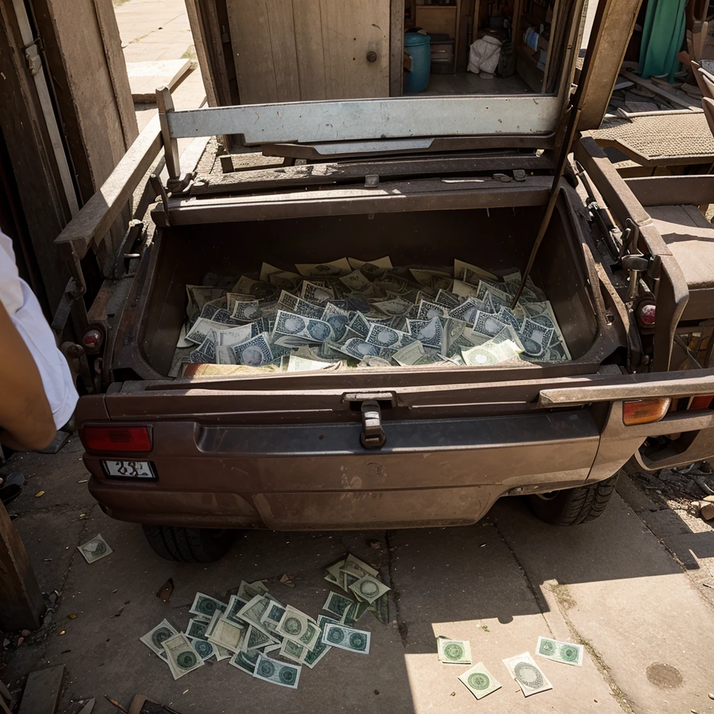 A lot of Indian money falling from a truc