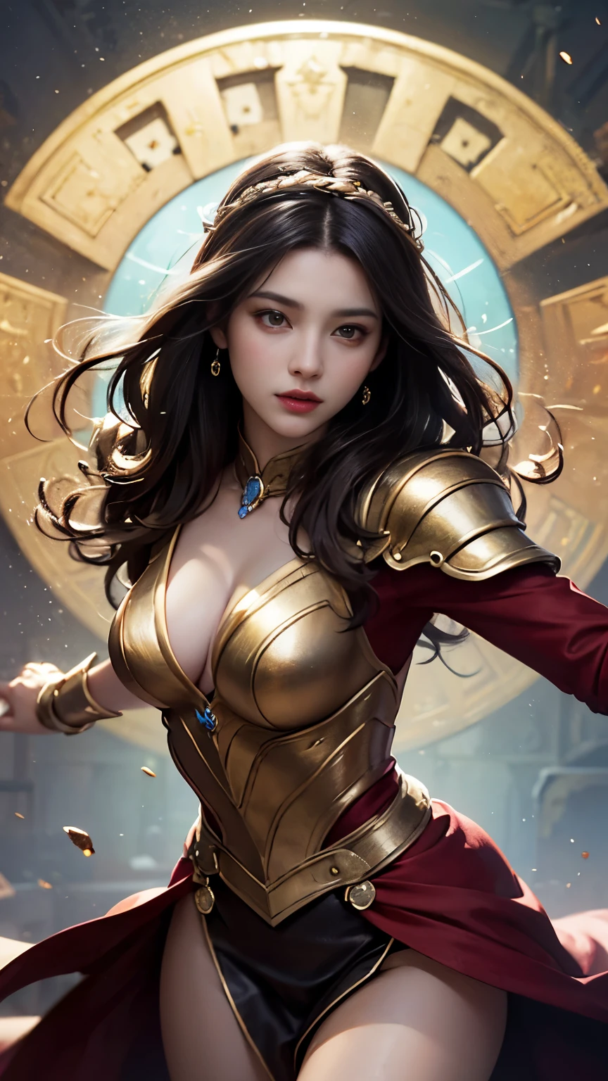 8K resolution, masterpiece, Highest quality, Award-winning works, unrealistic, sole sexy lady, healthy shaped body, 25 years old, white wavy long hair, hair band, big firm bouncing bust, ancient roman military commander's armor, Complicated armor, royal coat of arms, elegant, Very detailed, Digital Painting, artステーション, コンセプトart, Smooth, Sharp focus, shape, artジャム、Greg Rutkowski、Alphonse Mucha、William Adolphe Bouguereau、art：Stephanie Law , Magnificent royal background, Royal Jewel, nature, Full Shot, Symmetric, Greg Rutkowski, Charlie Bowwater, beep, Unreal 5, Surreal, Dynamic Lighting, ファンタジーart, Complex colors, Colorful magic circle, flash,  dynamic sexy poses