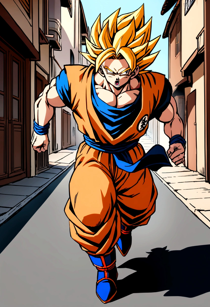 super saiyan goku,Running down the street