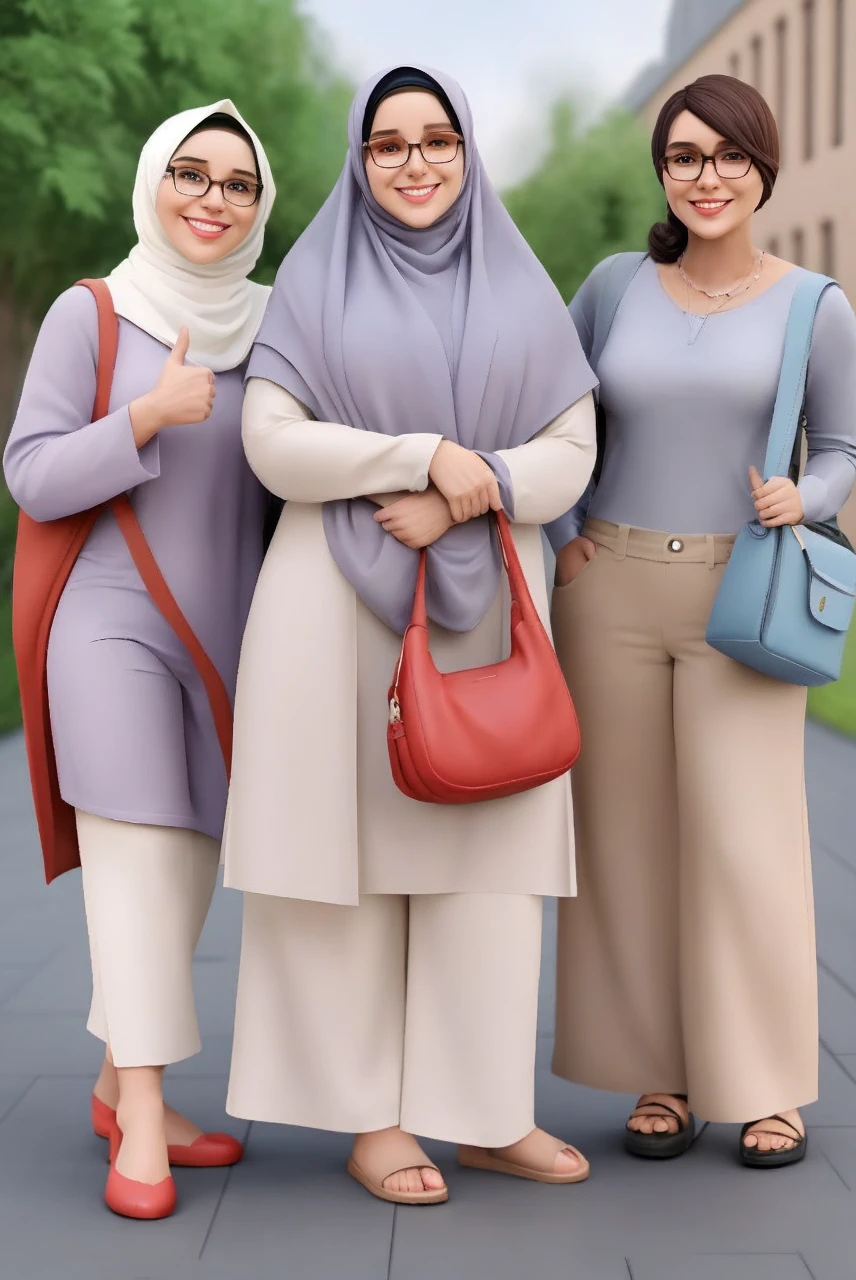 Matured malay women walking in the afternoon at the street, wearing hijab and baju kurung, smiling, matured, 30 years old,