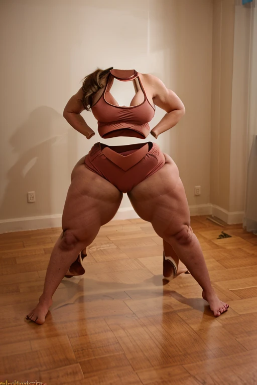 Angela white in yoga attire fully clothed , Thick muscular legs,Conjoined legs, waist to waist no torso, four legs, many legs connected to body,human legs, y legs ands feet,full body