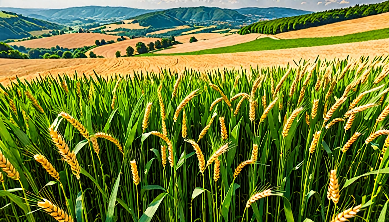 Wheat Field,hillside,Hiking, plateau, summer,,nobody