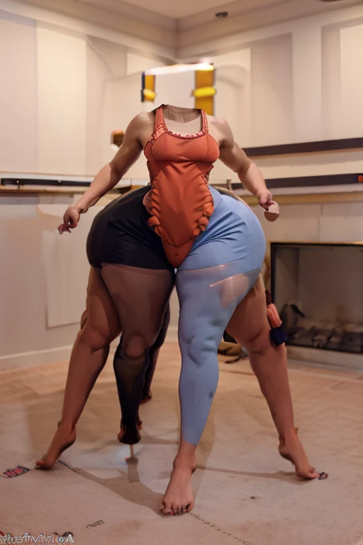 Angela white in yoga attire fully clothed , Thick muscular legs,Conjoined legs, waist to waist no torso, four legs, many legs connected to body,human legs, sexy legs ands feet,full body