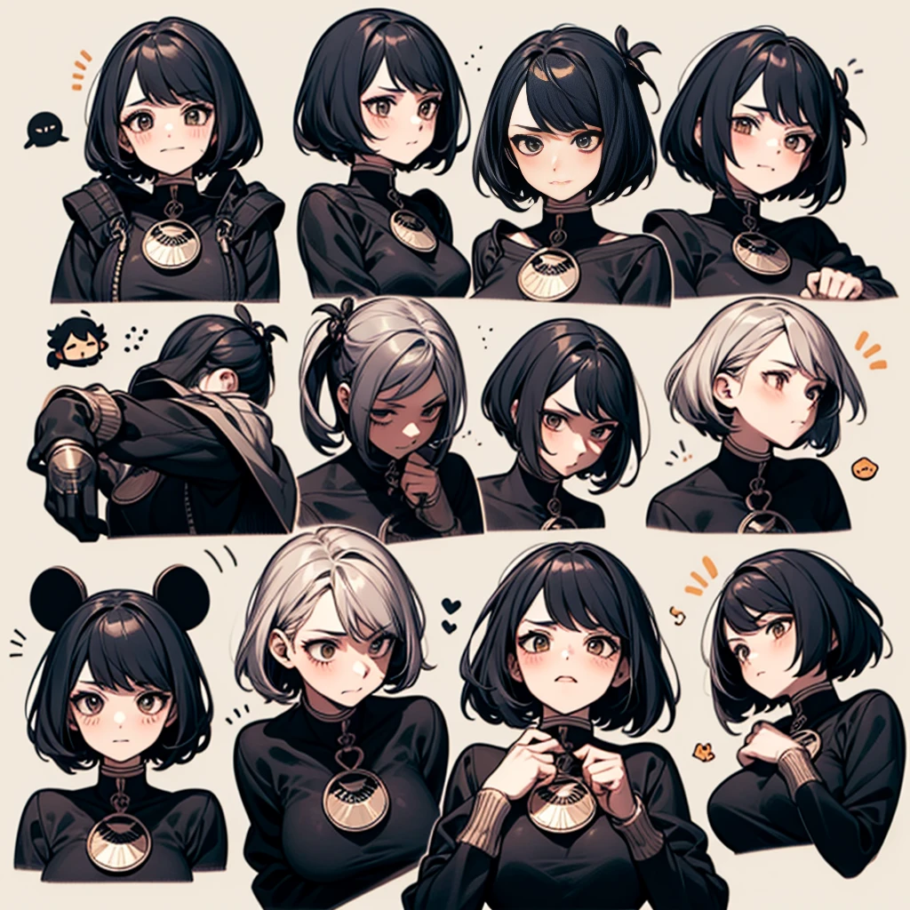 Cute big breasts,Little Red Devils,He Maverick...,Black punk leather jacket,Chain Lock,emoji pack,9 emojis,emoji sheet.,Align arrangement,A variety of gestures and expressions(Grieving,astonishment,having fun,Exhilarating,big laughter,Touch your head,Sell moe, wait),Anthropomorphic style,disney style,Black strokes,Different emotions,A variety of gestures and expressions,10