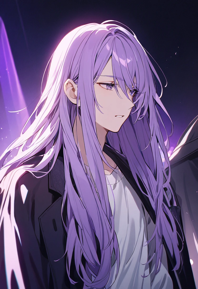 A man of 26 Speak in an effeminate tone Light purple hair down to her shoulders