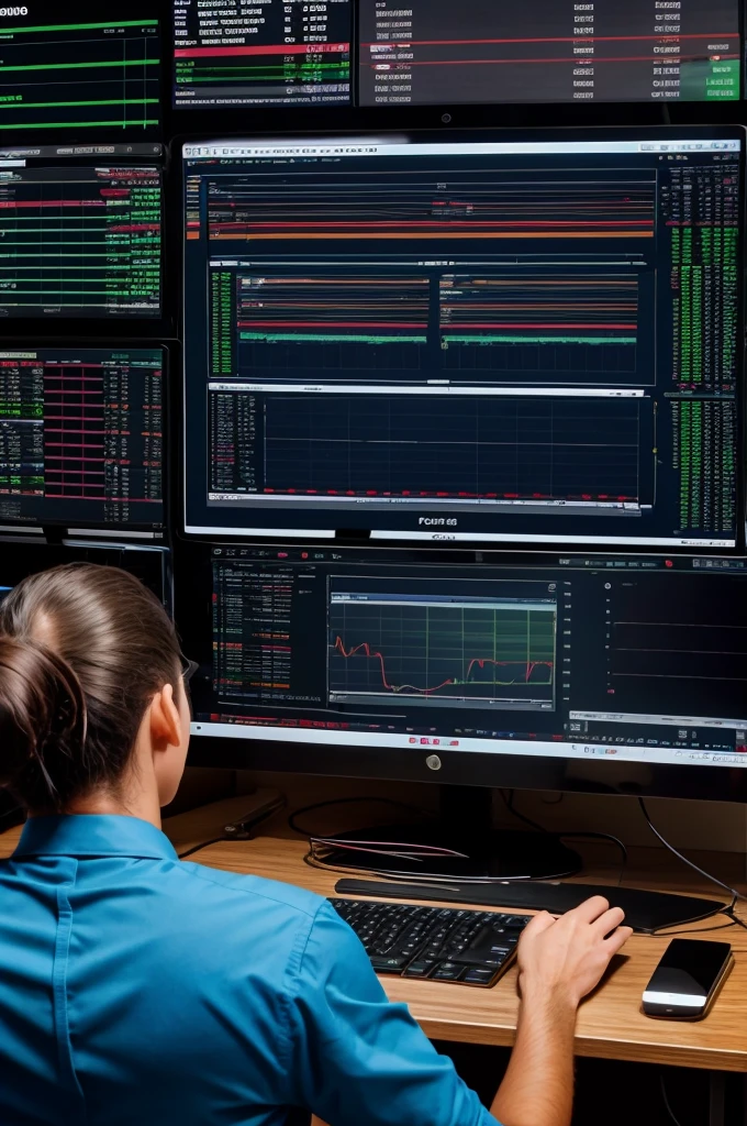 Trading room with computer