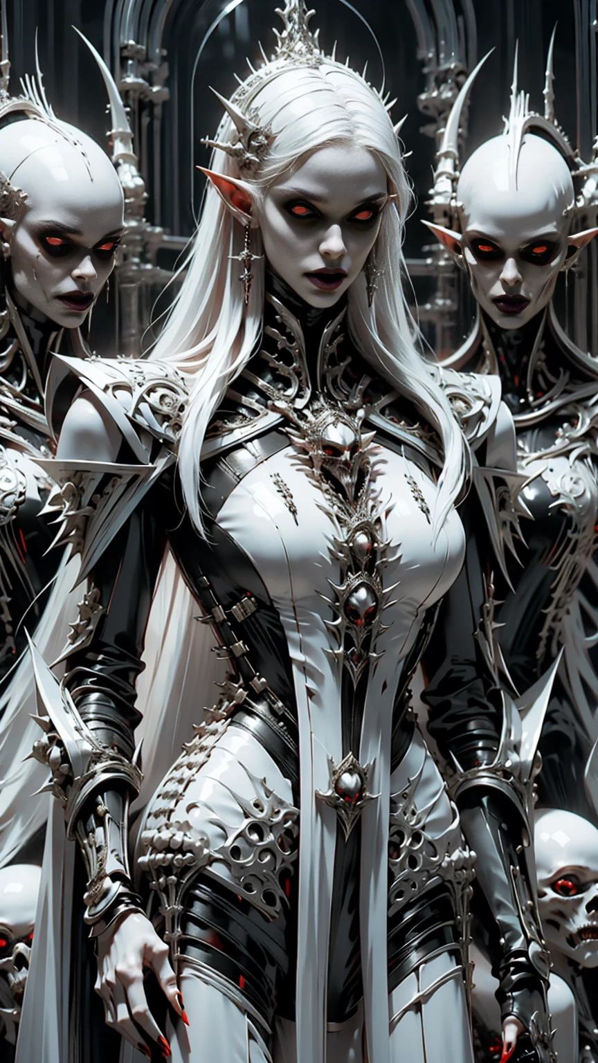 (masterpiece:1.1), (best quality:1.1), (ornate:1.1), (monochrome:1.3), (black and red:1.3), BREAK, (horror:1.0), (esoteric:1.1), (solo:1.4), (dynamic angle:1.0), (cowboy shot:1.0), (woman:1.1),(very muscular bodybuilder girl:1.25), (huge upper body:1.25), (narrow hips:1.0), long hair, (gothic intricate vampiric armor:1.25), ((full body front view)), (gauntlets:1.0), (shoulder armor:1.1), ((tarot style frame:1.25)), (glowing red eyes:1.25)