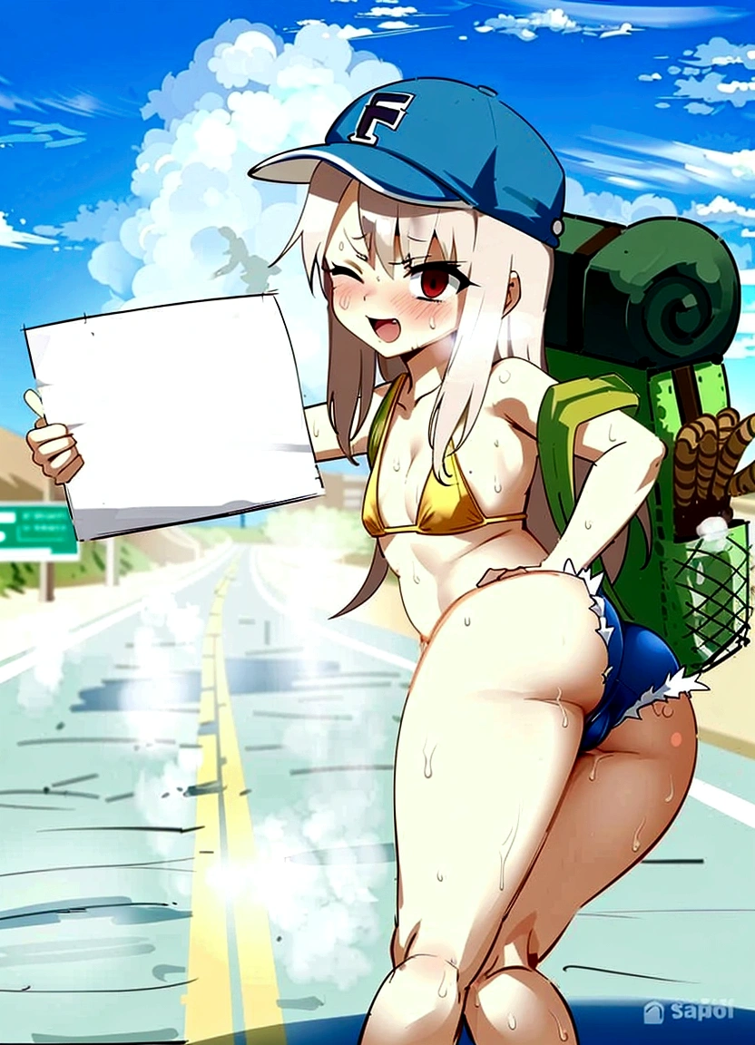clear line, sharp line, nsfw, sweaty, hot weather, hot, sweat, masterpiece, no watermark, body steam, steam comes out of body, many steam, embarrased, heatstroke, wet, lots of steam, steam comes out of legs, very hot weather,heat exhaution, 50 degrees Celsius, smile, body hot, body fume