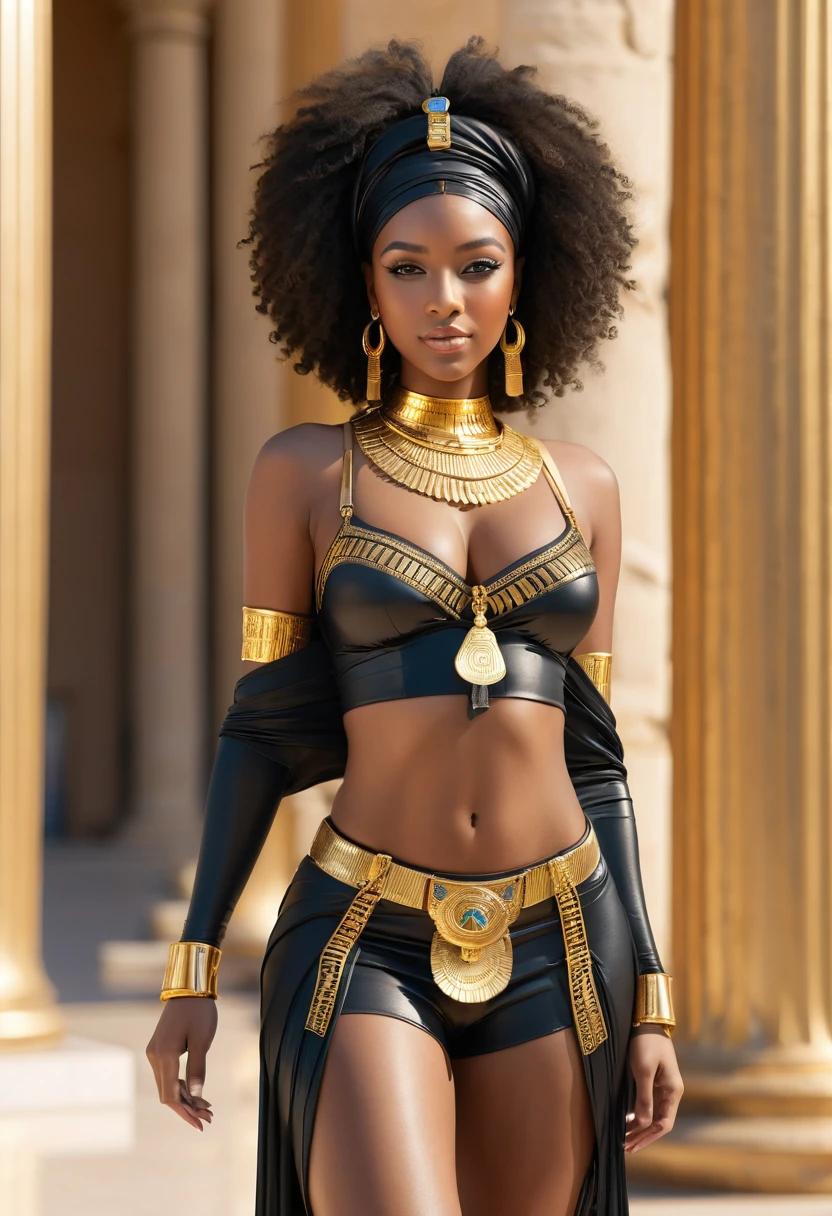 a beautiful detailed afro girl wearing thigh high boots, (best quality,4k,8k,highres,masterpiece:1.2),ultra-detailed,(realistic,photorealistic,photo-realistic:1.37),extremely detailed eyes and face,longeyelashes,realistic skin texture,beautiful detailed lips,elegant pose,dramatic lighting,vibrant colors,cinematic composition,intricate details,fantasy,digital art