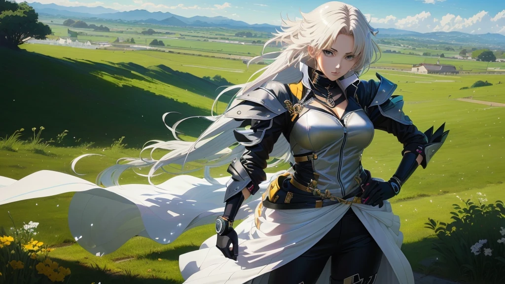anime - image de style d&#39;une femme en armure debout dans un champ, cushart krenz art clé féminin, artgerm et atey ghailan, 2. oeuvre fantastique d&#39;anime cgi 5 d, Magnifique paladin femelle, par Krenz Cushart, d&#39;une belle femme chevalier, fille en armure, Krenz Cushart et Artgerm, art de personnage époustouflant