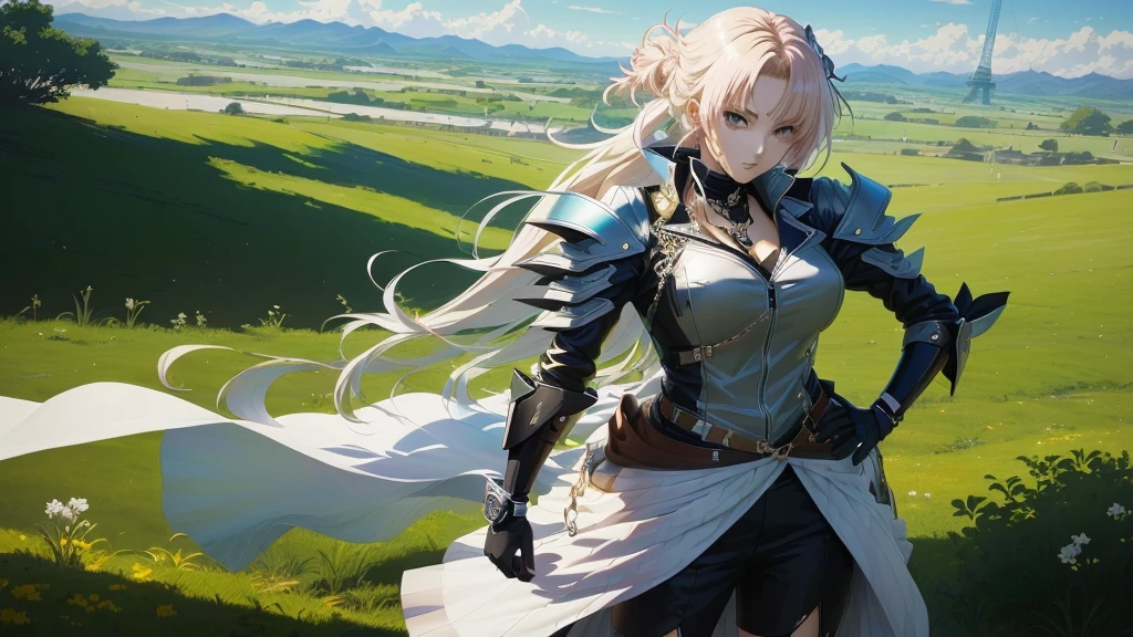 anime - image de style d'une femme en armure debout dans un champ, cushart krenz art clé féminin, artgerm et atey ghailan, 2. oeuvre fantastique d'anime cgi 5 d, Magnifique paladin femelle, par Krenz Cushart, d'une belle femme chevalier, fille en armure, Krenz Cushart et Artgerm, art de personnage époustouflant