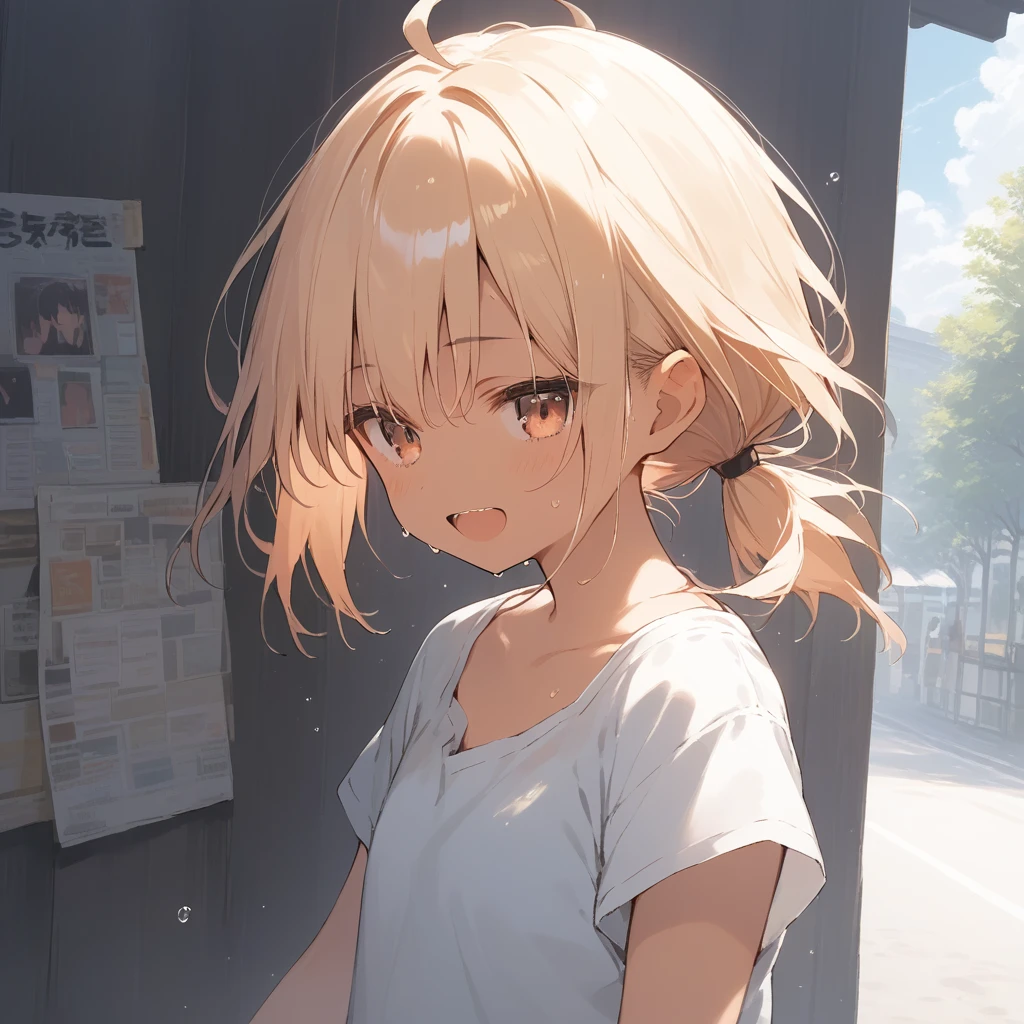 score_9, score_8_up, score_7_up, source_anime, best quality, masterpiece, official art, absurdres, highres, ultra-detailed,waifu2x,Collection: Slice of Life,break,1girl, tomboy, dark-skinned female, short hair, low ponytail, flat chest, beautiful detailed eyes, short shorts, sweat, open mouth, (yawn:0.3), sleepily, outdoors, wind, break,(clear line illustration:1.2),very high resolution, very aesthetic, super detailed skin, Best sexual lighting powered by famous artist, 8k,cute picture,beauty illustration,photoshop_(medium),,(Detailed Lighting),best anime 8k konachan wallpaper, pixiv contest winner, 