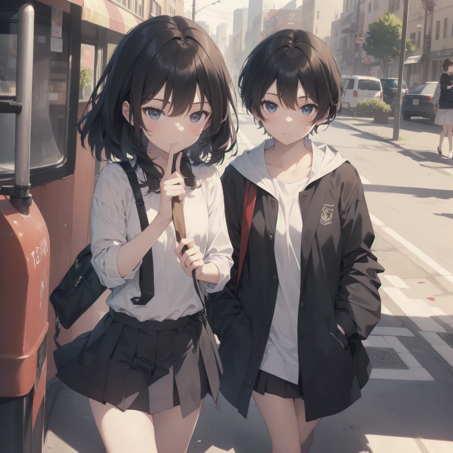 ultra-absurdres-Top quality by artist God, ultra-detailed, high resolution, anime moe artstyle, best anime 8k konachan wallpaper, pixiv contest winner, pool:2810, perfect anatomy,break, 1girl, (Please draw a girl walking sleepily to school alone. )break,(Solo,little female, 13-year-old:1.3),Full limbs, complete fingers,a junior high school student, (very short hair), short cut, flat chest, , small butt, small black eyes, beautiful detailed eyes, well-proportioned iris and pupils, expressive eyes, highres detailed hair, soft expression, salor school_uniform, sailor collar, serahuku, bow, pleated skirt,(Detailed Lighting), (Detailed background), in the School commute route. break,super detailed skin, Best cinematic lighting powered by famous artist, 8k,beauty illustration,photoshop_(medium),very aesthetic,break,((artist:wa_(genryusui) )), artist:clamp ,artist:carnelian ,artist:kantoku ,