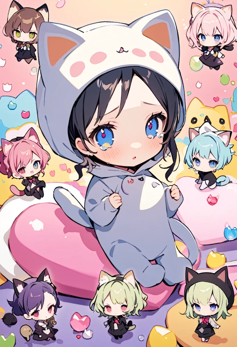 masterpiece, Highest quality, Illustration of the novel, High resolution, 18+ Adult content, Sensual, Intimate, Emotional, Passionate, romantic, sweet, Adorable, Innocent, Pure, Charmな, Charmな, Charm, mysterious, Charmな, Charmな, Immersive, Charmな, dream-like, Surreal, Imaginative, Whimsical, Artistic, Avant-garde, timeless, elegant, Sophisticated, chic, Sophisticated, personality, original, Charmな, ((chibi,Cute Lori:1.3)),nsfw, ((Cat costume:1.3)),((Beautiful Tears))、