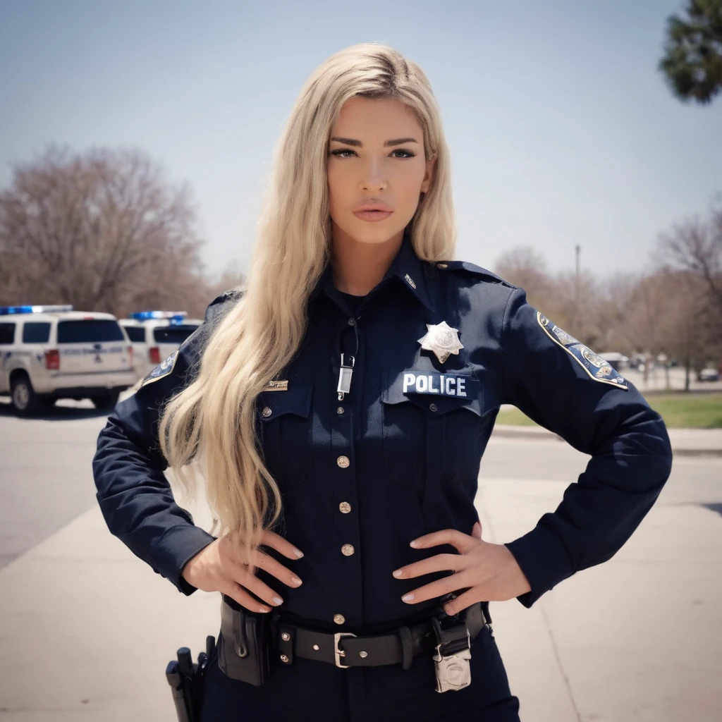 (masterpiece, best quality:1.2), 1girl, soloa female in a police uniform holding a cell phone, wearing a police uniform, police officer, police lights shine on her face, brave police j decker face, officer, body-cam, police uniform, full body camera shot, in black uniform, body-cam footage, sparkling-eyes, perfect-eyes, full-lips, perfect-lips, stunningly-beautiful, high-saturation, 35mm-raw-photo, dynamic-composition, intense-expressions, police officer hit, (brave police j decker), cop, police