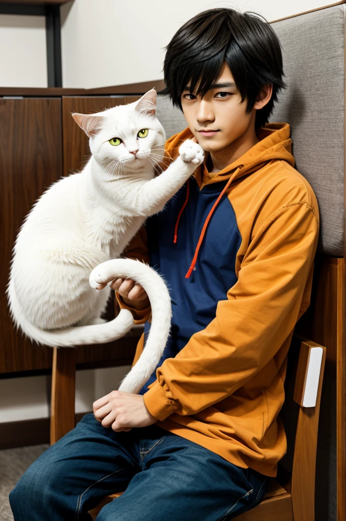Anime guy plus cat