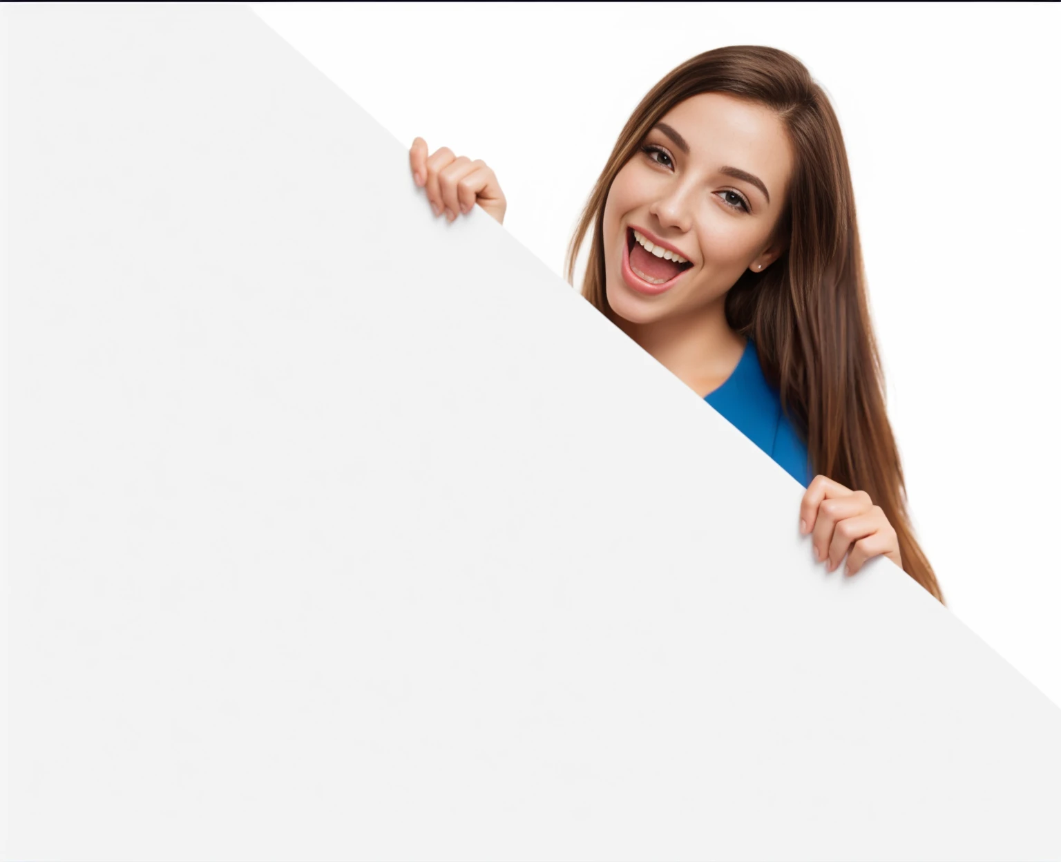 smiling woman holding a blank sign with both hands, white background!!!!!!!!!!, without text, 'white background'!!!, white bg, with a white background, advertising photo, solid background, commercial banner, plain background, stunning design, woman holding sign, no text!, woman his holding a sign, full view blank background, advert, uncompressed png, clean background,attractive and beautiful, masterpiece, masterpiece, masterpiece, anatomically correct, textured skin, super detail, high details, high quality, award winning, best quality, highres, 1080P, HD, 4K, 8k, 16k,
