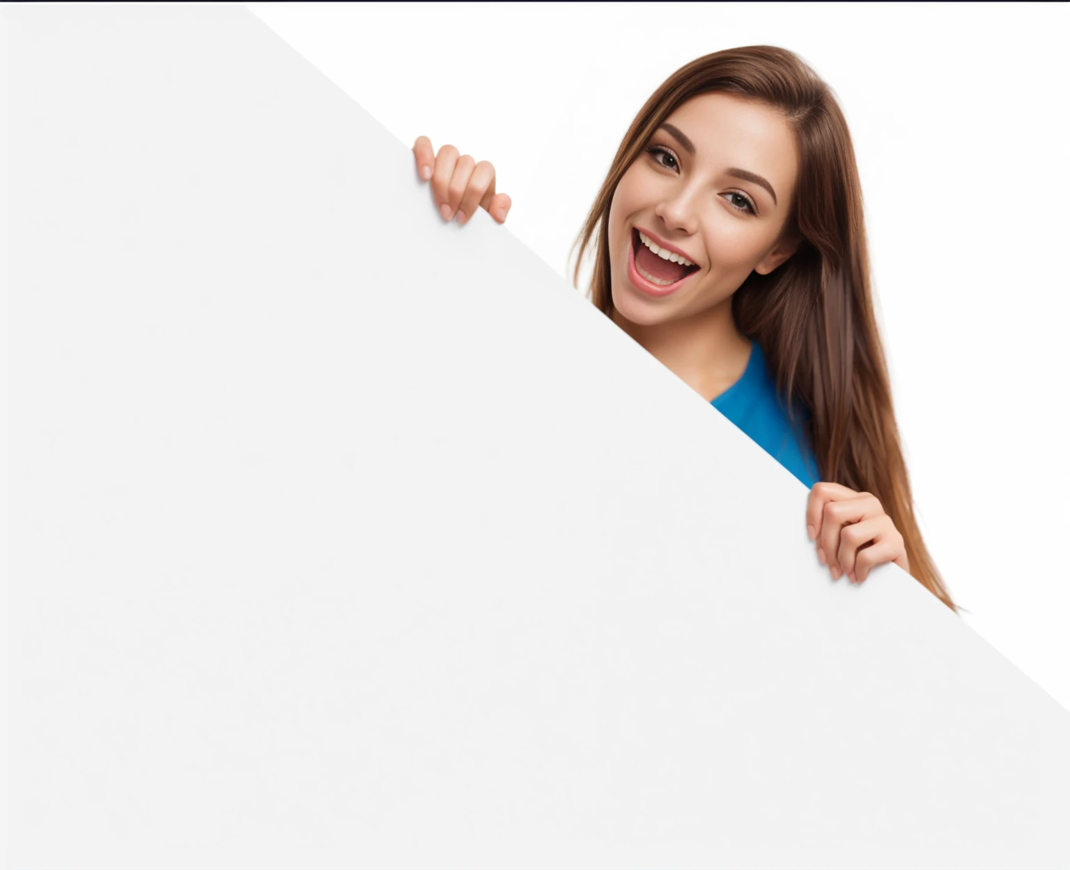 smiling woman holding a blank sign with both hands, white background!!!!!!!!!!, without text, 'white background'!!!, white bg, with a white background, advertising photo, solid background, commercial banner, plain background, stunning design, woman holding sign, no text!, woman his holding a sign, full view blank background, advert, uncompressed png, clean background,attractive and beautiful, masterpiece, masterpiece, masterpiece, anatomically correct, textured skin, super detail, high details, high quality, award winning, best quality, highres, 1080P, HD, 4K, 8k, 16k,