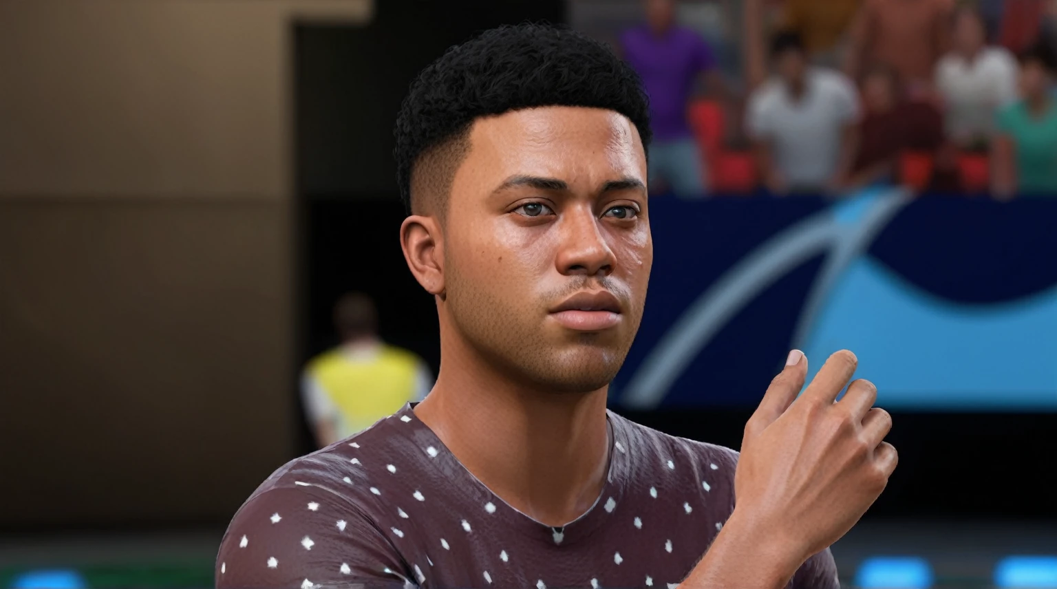 there is a man with a black hair and a brown shirt, super realistic gritty, hyper realistic content, in style of tyler mitchell, ultra detailed content : face, ultra-realistic graphics, 8k portrait render, realistic graphics, realistic skin color, 2 k aesthetic, 8k highly detailed face, with very highly detailed face, with fully detailed faces, accurate detailed face