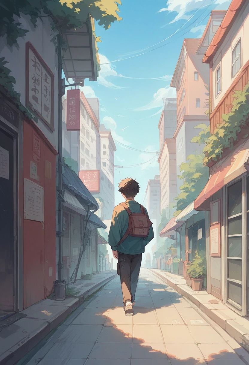 "A mysterious figure leisurely walking through the busy streets of Tokyo.."