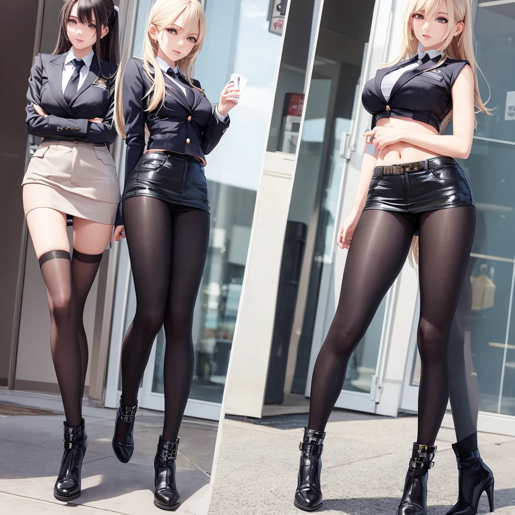 A super hot girl wearing skinny cosmo uniform, looking very cool