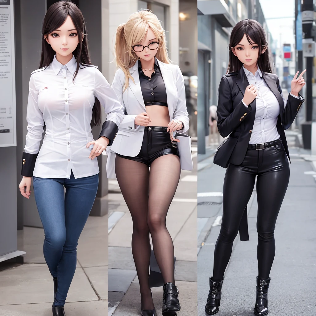 A super hot girl wearing skinny cosmo uniform, looking very cool