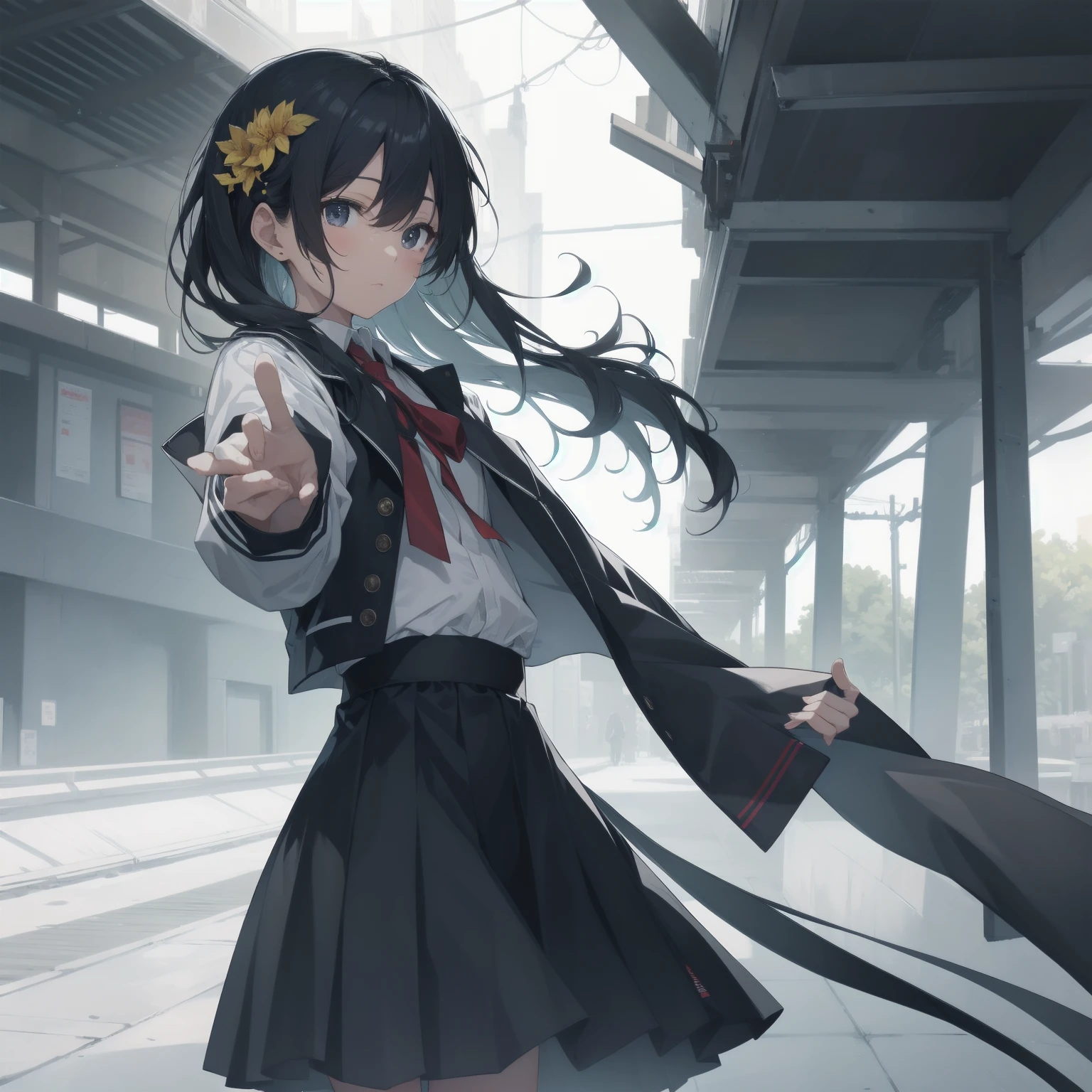 ultra-absurdres-Top quality by artist God, ultra-detailed, high resolution, anime moe artstyle, best anime 8k konachan wallpaper, pixiv contest winner, pool:2810, perfect anatomy,break, 1girl, (Please draw a girl walking sleepily to school alone. )break,(Solo,little female, 13-year-old:1.3),Full limbs, complete fingers,a junior high school student, (very short hair), short cut, flat chest, , small butt, small black eyes, beautiful detailed eyes, well-proportioned iris and pupils, expressive eyes, highres detailed hair, soft expression, salor school_uniform, sailor collar, serahuku, bow, pleated skirt,(Detailed Lighting), (Detailed background), in the School commute route. break,super detailed skin, Best cinematic lighting powered by famous artist, 8k,beauty illustration,photoshop_(medium),very aesthetic,break,((artist:wa_(genryusui) )), artist:clamp ,artist:carnelian ,artist:kantoku ,
