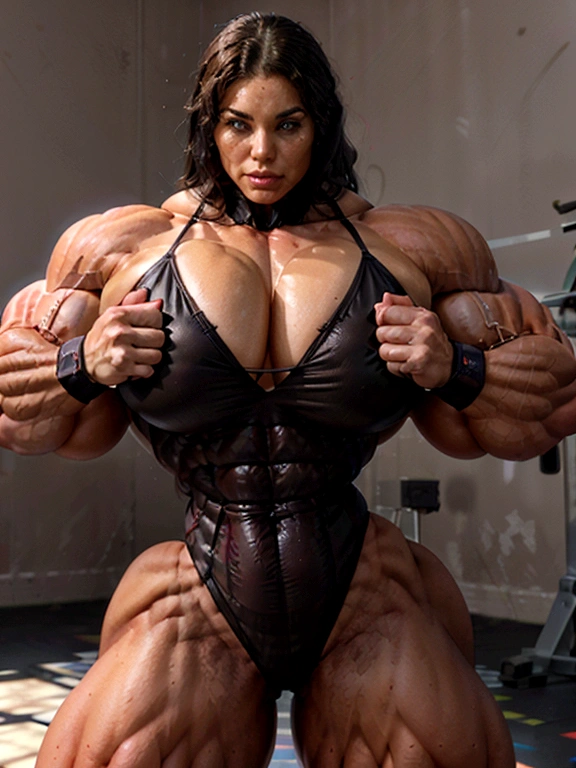 Muscle woman  lab testing  against her will to grow huge 