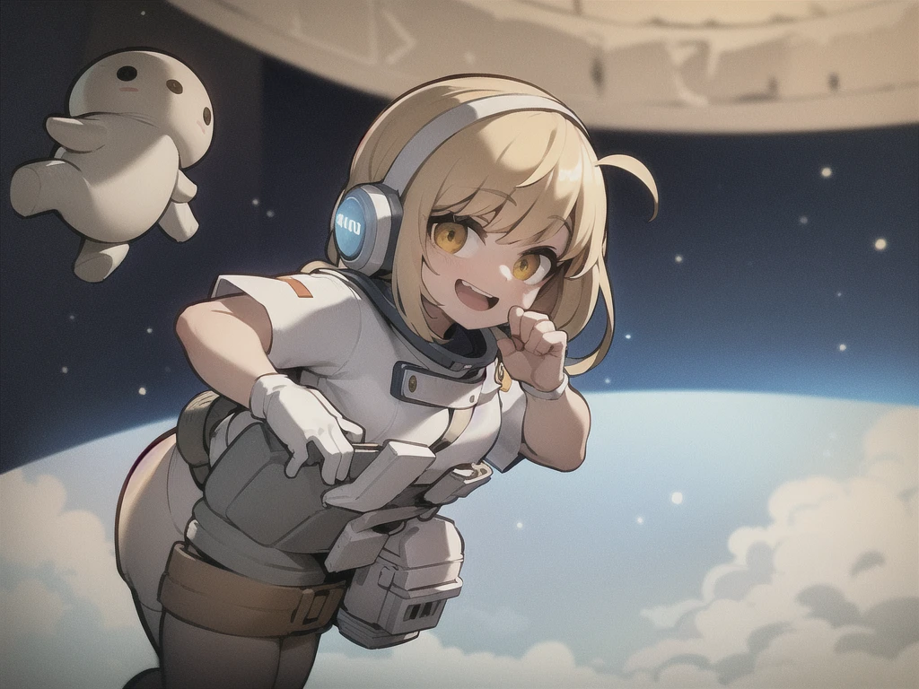 astronaut，Cartoon，cute，听着mp3的astronaut在月球上跳舞，