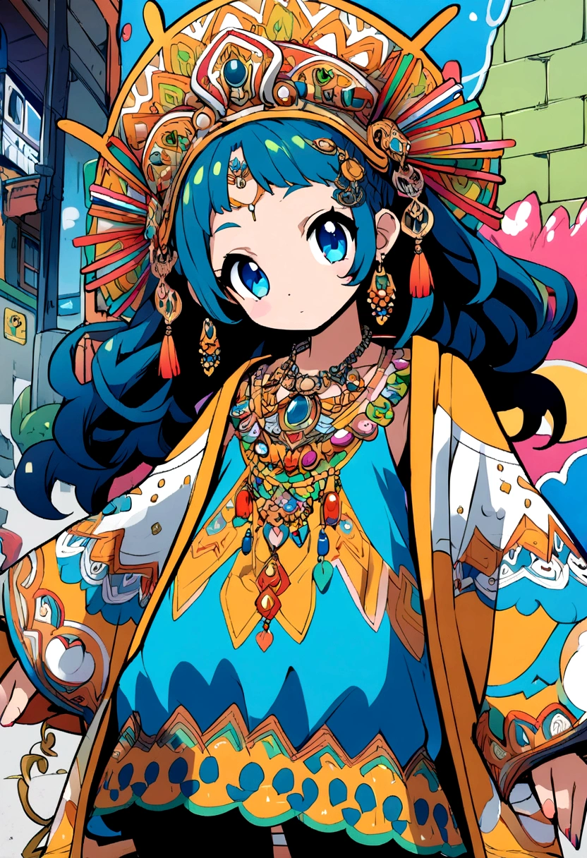 Anime with Graffiti style, ornament haloes