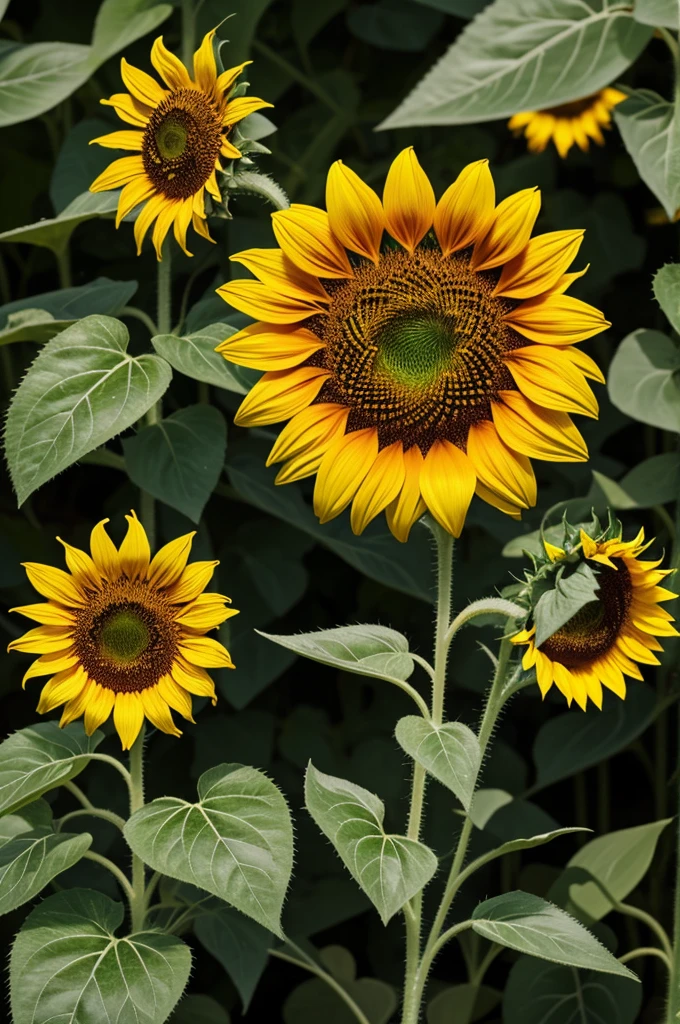 A sunflower with the face of a carnivorous plant and zombie bees 