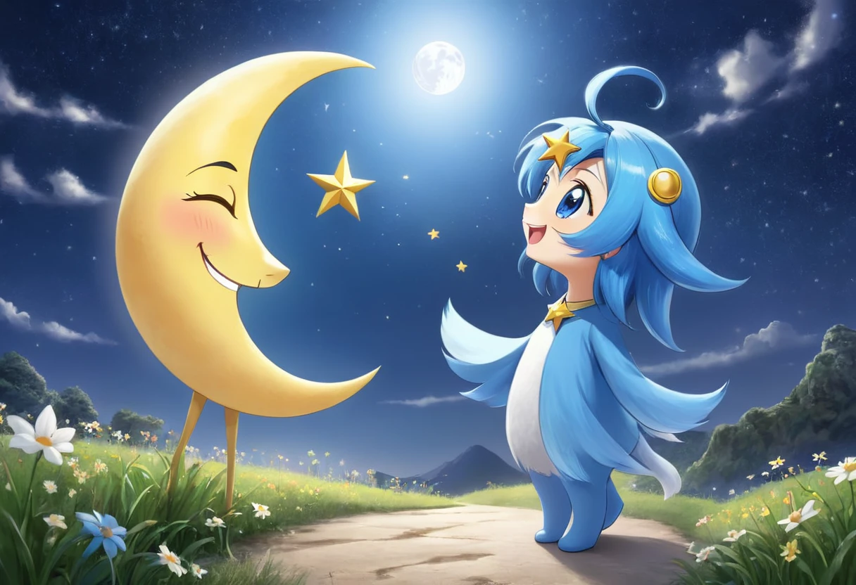 The happy star talking with moon