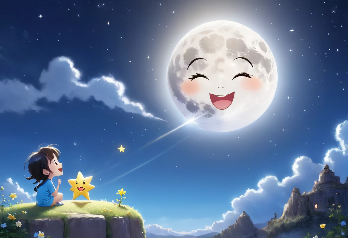 The happy star talking with moon